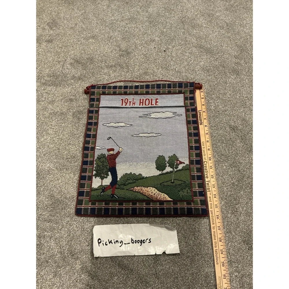 2 Vintage Windham‎ Weavers 19TH Hole embroidered golf house yard flag